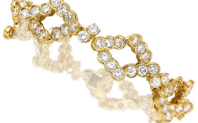 Diamond, Gold Bracelet, French Stones: Full-cut diamonds weighing a...