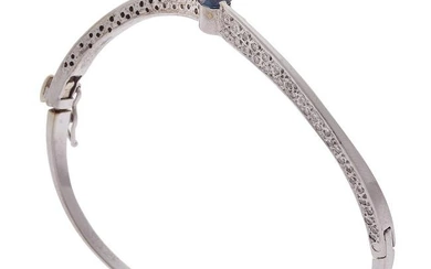 Diamond, Sapphire, 14k White Gold Bracelet