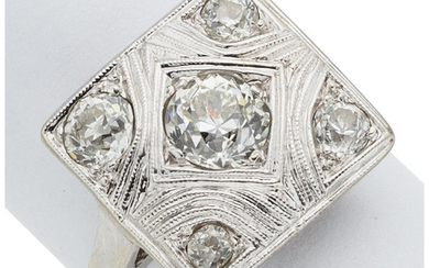 Diamond, White Gold Ring The ring features an Old...