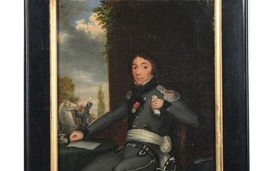 ECOLE FRANCAISE vers 1800. « Portrait de Nicolas ROUX de la ROCHEFOUCAULT représenté en chef...
