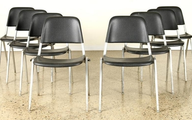 EIGHT STACKING PLASTIC ALUMINUM CHAIRS BY KNOLL