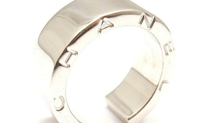 ELEGANT and STYLISH. CHANEL 18K WHITE GOLD SMOOTH OPEN RING, SIZE 5.5
