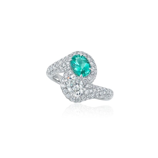 EMERALD AND DIAMOND RING WITH GÜBELIN AND GIA REPORTS