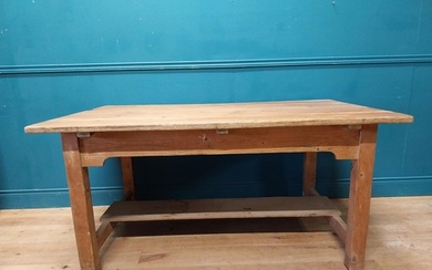 Early 20th C. pine kitchen table on square legs and single s...