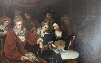 École flamande vers 1700 Le concert Huile sur toile Haut. : 31 , Larg. :...
