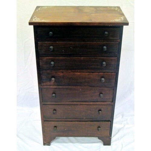 Edwardian design inlaid mahogany chest of 7 drawers with rou...