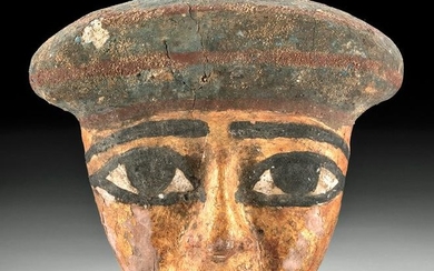 Egyptian Ptolemaic Wood / Gilt Gesso Mummy Mask