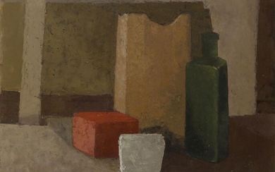 Elisabeth Stenne, French, mid-late 20th Century- Abstract Still Life; oil on card, signed and dated '99, 40 x 50 cm (ARR)
