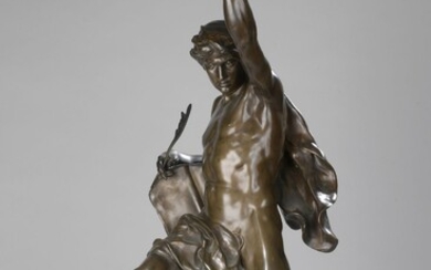 Émile-Louis PICAULT (1833-1915) Ad Lumen Entre 1906 et 1923. Bronze à patine brun clair. Signé...