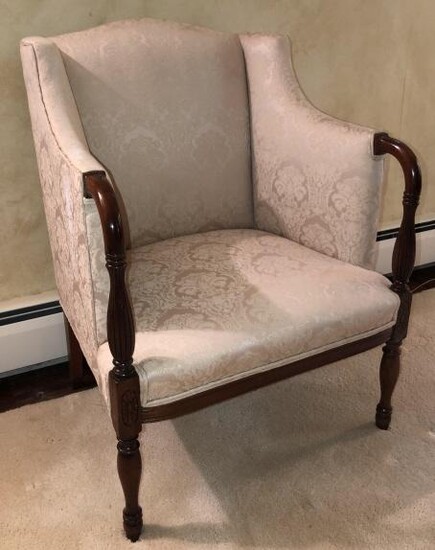 English Regency Carved Upholstered Arm Chair