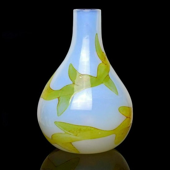 Ercole Barovier Murano Opalescent Leaf Art Glass Vase