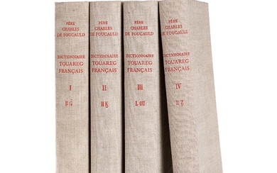 FOUCAULD (Charles de) "Dictionnaire Touareg-français dialecte de l'Ahaggar". Paris, Imprimerie nationale, 1951-1952. 4 vol. in...