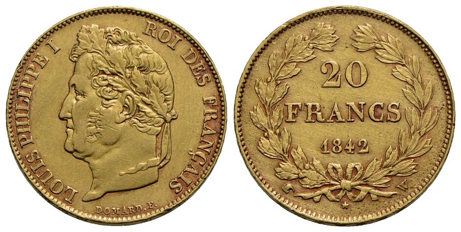 FRANCIA . Luigi Filippo I (1830-1848) . 20 Franchi. 1842...