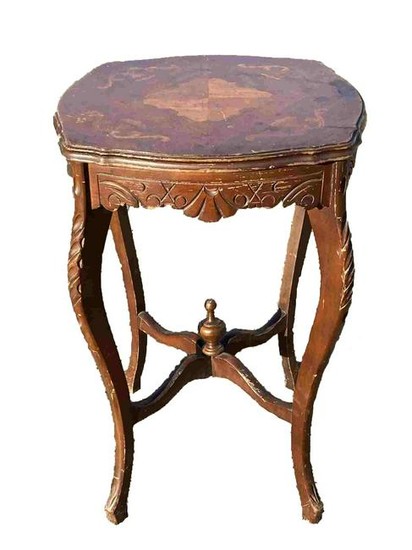 FRENCH INLAID CARVED SIDE TABLE