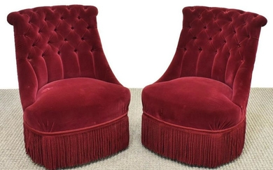 FRENCH NAPOLEON III STYLE TUFTED SILPPER CHAIRS