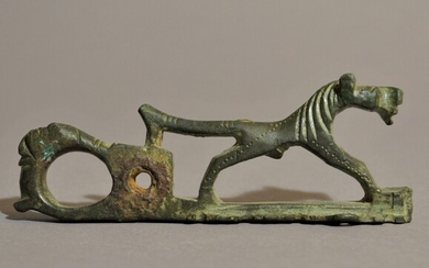 Figure appliquée Celtique, 4.-3. J.-C. Bronze, L = 10 cm (4 pouces) Provenance : Collection...
