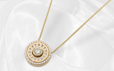 Fine gold chain with interesting designer brilliant-cut diamond pendant, approx. 0.9ct diamonds