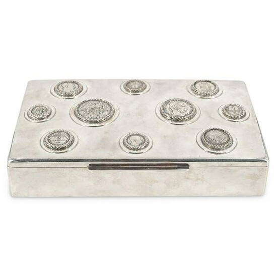 Five Compartment 835 Silver Austrian Coins Jewelry Box