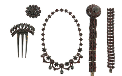 Five items of 19th century paste-set jewellery