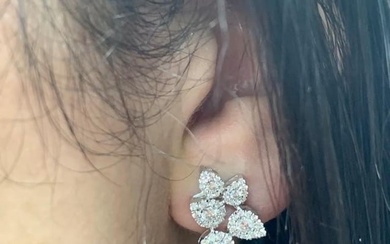 Flower Leaves Diamonds Cluster Studs Earrings