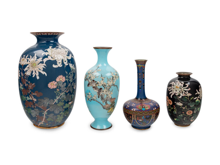 Four Japanese Cloisonné Enamel Decorated Vases
