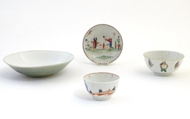 Four assorted Oriental wares comprising, a tea bowl