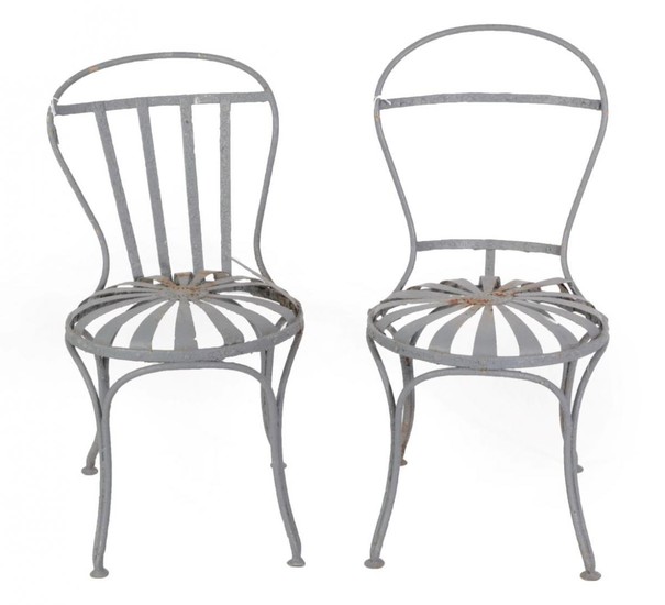 François A Carre: A Pair of Steel Sprung Garden Chairs,...