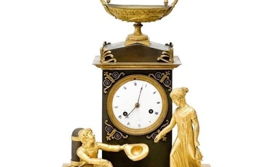 French A Paris Gilt Bronze Mounted Clock with Figures and Urn c. 1820