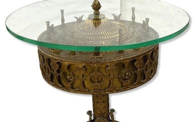 French Bronze & Glass Top Side Table
