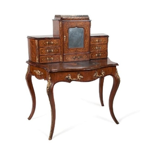 French Burlwood and Marquetry Bonheur du Jour