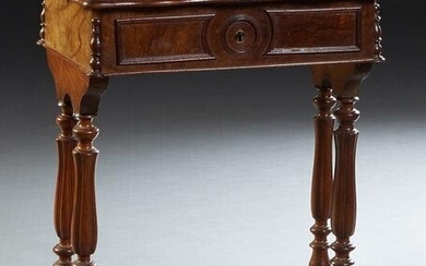 French Carved Cherry Work Table, c. 1800, the stepped