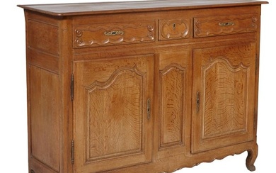 French Louis XV Style Oak Sideboard, 19th c., H.- 51 in., W.- 69 1/2 in., D.- 23 in.