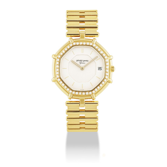 GERALD GENTA, GOLD AND DIAMOND-SET WITH DATE