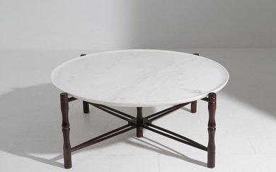 GIUSEPPE SCAPINELLI. Wooden and marble table. 50s