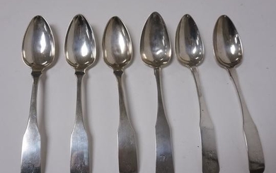 GRP OF 6 COIN SILVER SERVING SPOONS VARIOUS MAKERS