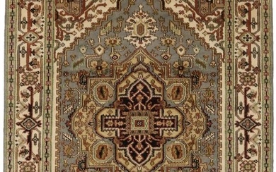 Geometric Gray Tribal Handmade 6X9 Heriz Serapi Oriental Rug Farmhouse Carpet