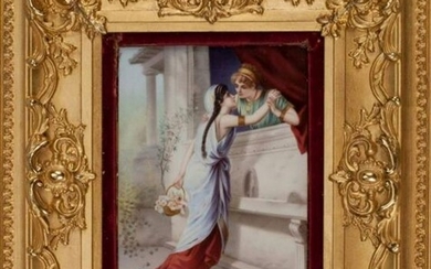 German Porcelain Plaque Depicting An Amorous