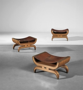 Gio Ponti, Set of three stools, designed for the Contini Bonacossi residence, Quadreria Moderna, Villa Vittoria, Florence