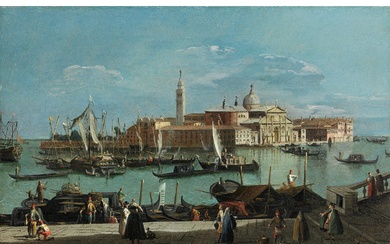 Giovanni Antonio Canal, auch genannt „Canaletto“, 1697 Venedig – 1768 ebenda, Umkreis des, BLICK VOM UFER DEGLI SCHIAVONI AUF DIE KIRCHE SAN GIORGIO MAGGIORE