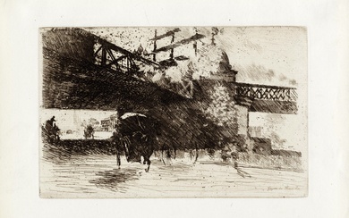 Giuseppe De Nittis (Barletta, 1846 - Saint Germain en Laye, 1884), Vue de Londres sous un pont de chemin de fer. 1880 ca.