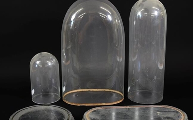 Glass Domes: A Quantity of Glass Domes and Bases, a...
