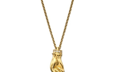Gold and Diamond 'U' Pendant-Necklace, Verdura