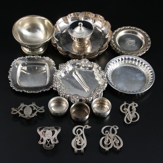 Gorham, and Other Sterling Silver Butter Pats, Napkin Clips and Tableware