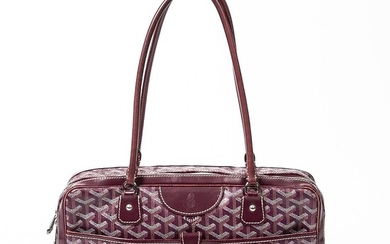 SOLD. Goyard: A "Saint Martin" bag of burgundy and white coated canvas, leather trimmings, silver tone hardware and two handles. – Bruun Rasmussen Auctioneers of Fine Art