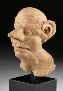 Greek Hellenistic Terracotta Grotesque Bust - Comedy