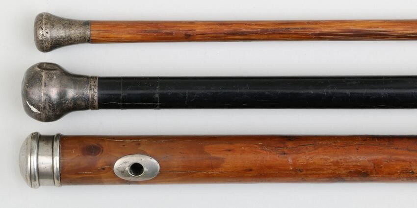 Group of (3) silver handled wood canes