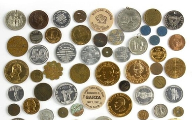 Group of 56 Older Political Advertising Tokens, Coins