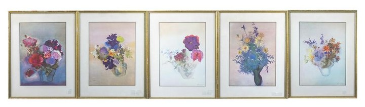 Group of Five Floral Prints