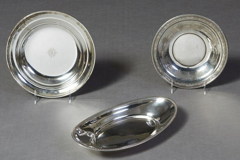 Group of Three Sterling Silver Bowls, one oval with a