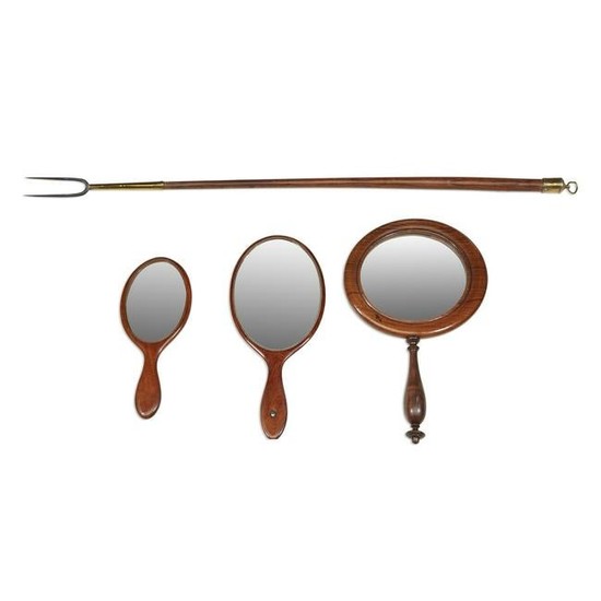 Group of four various wood-handled items, 19th/20th